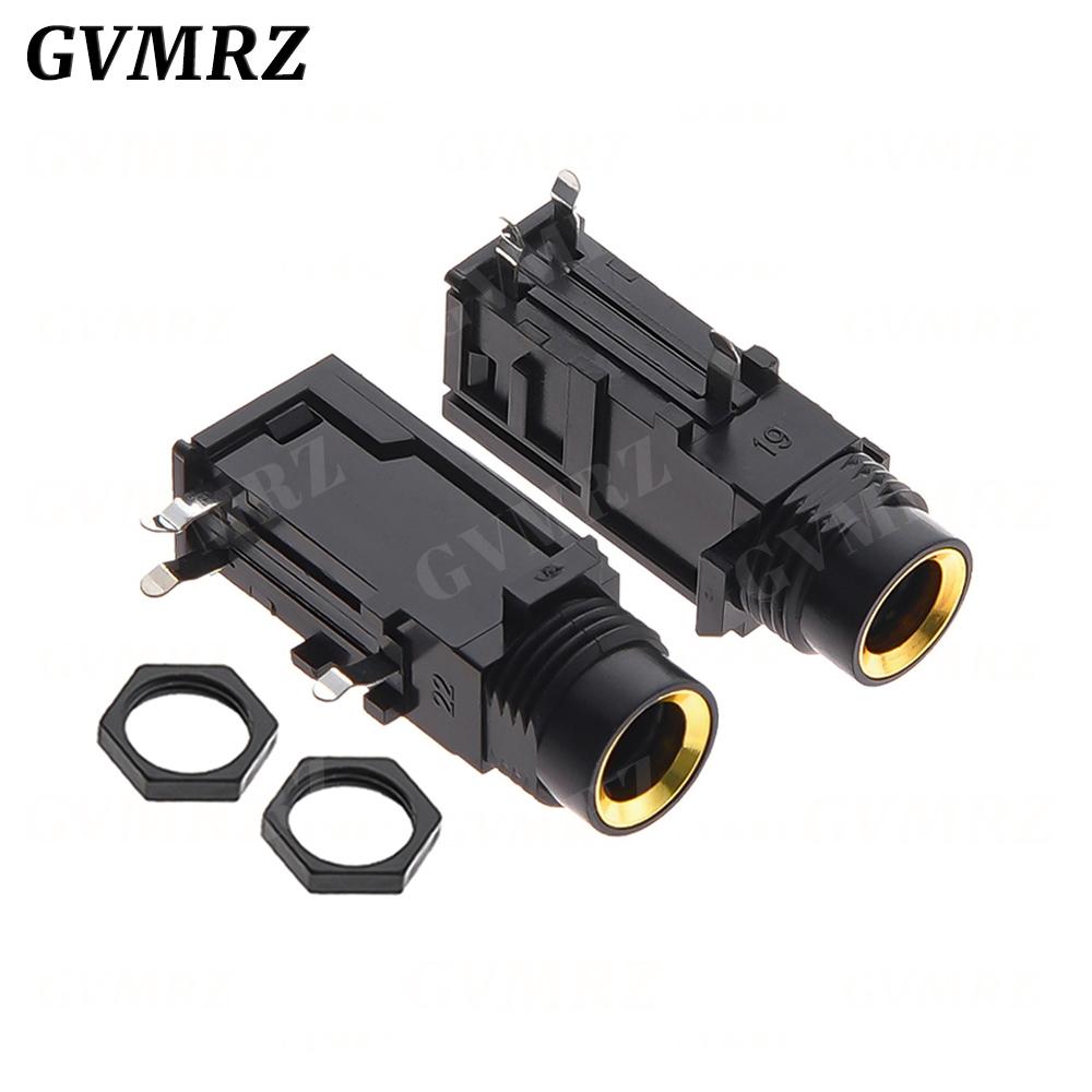 5PCS DIY 6.35mm / 6.5mm Jack Gold Plated 4P Stereo Dual Channel Microphone Socket 6.35 /6.5 Audio Straight jack Connector