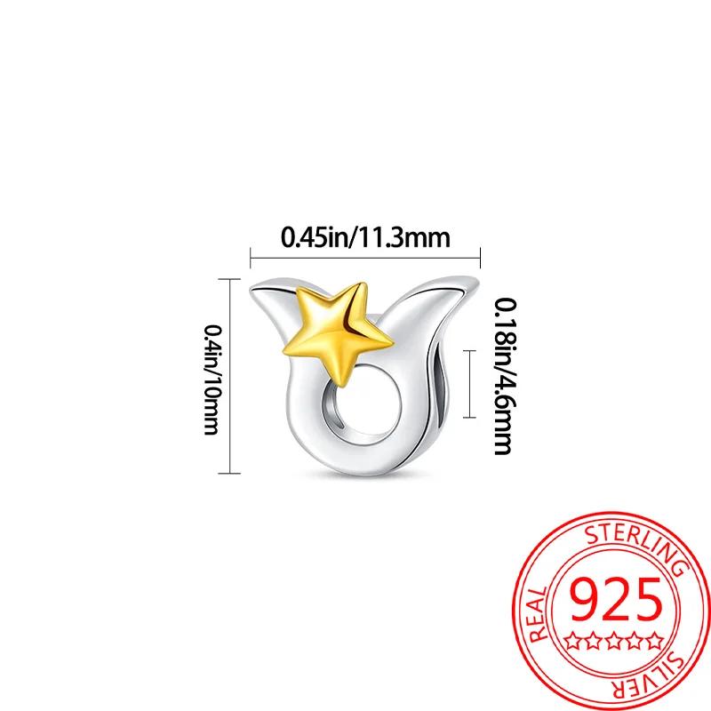 Copper 12 Constellations Collection Luminous Charm Bead Charms Star Shape Bead Compatible With Authentic Bracelets Do It Yourself Fine Jewellery Festi