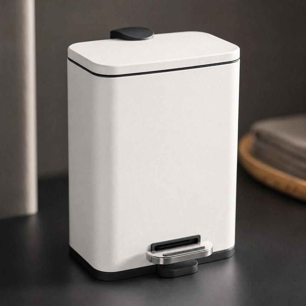 5L Rectangular Pedal Waste Bin Hands Metal with Polypropylene Liner Compact for Kitchen,