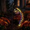 Glowing Yard Art for Halloween Witch Cauldron Light, Flying Silhouette Garden Stake with Colorful Landscape Lighting LED, Spooky Outdoor Decorative