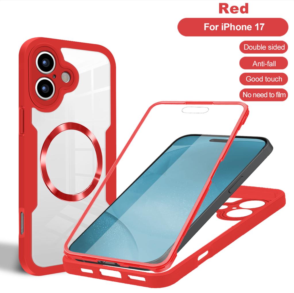 Suitable for iPhone 17 Pro Max 17Air Transparent Full-Edge Strong Anti-Fall Magnetic Wireless Charging Three-Proof Phone Case For iPhone 16 15 14 13
