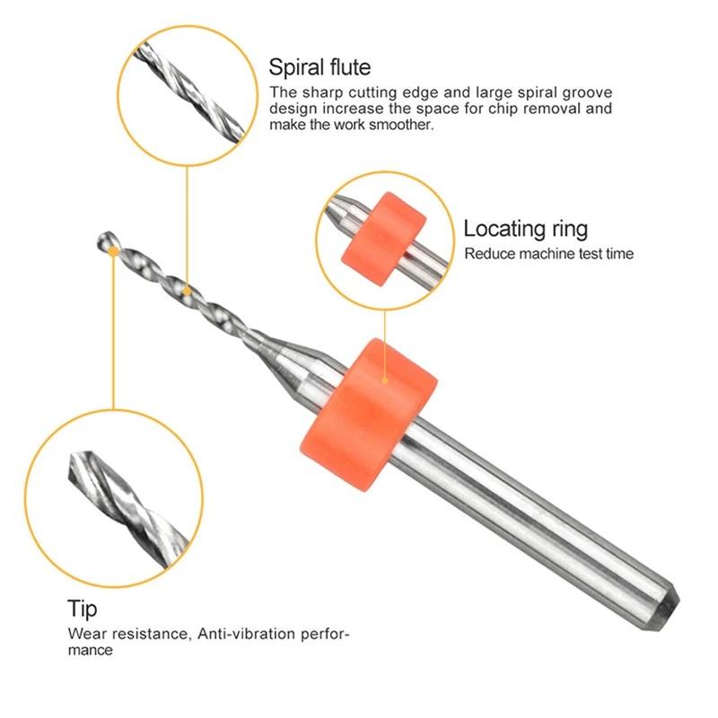 Sada vrtáků na PCB 0,5 mm-0,9 mm Karbidové mikro vrtáky Stopka 1/8'' Nástroj pro vrtání děr pro CNC gravírování PCB obvodových desek