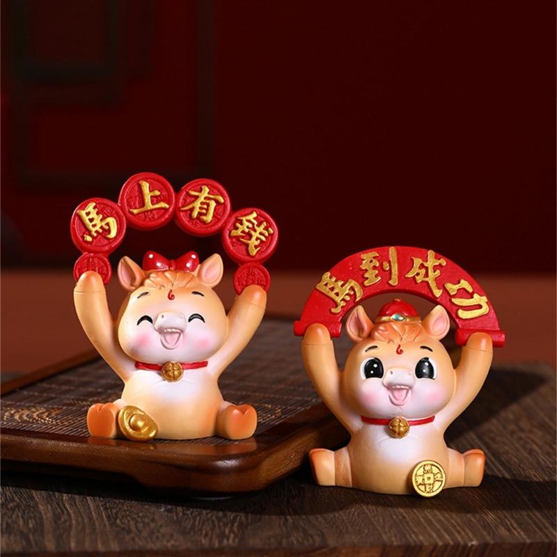 Artistic Resins Horse Miniature Statue Traditional Zodiacs Design Desktop Decoration Chinese New Year Holiday Gift