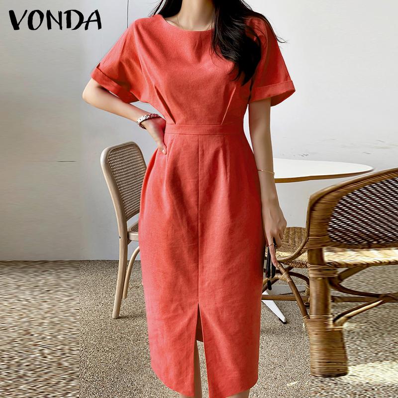 

Летнее женское тонкое длинное платье с разрезом VONDA