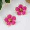 Exaggerated Metal Flowers Irregular Stud Earrings for Women Elegant Gold Color Floral Earrings with Temperament Vacation Jewelry