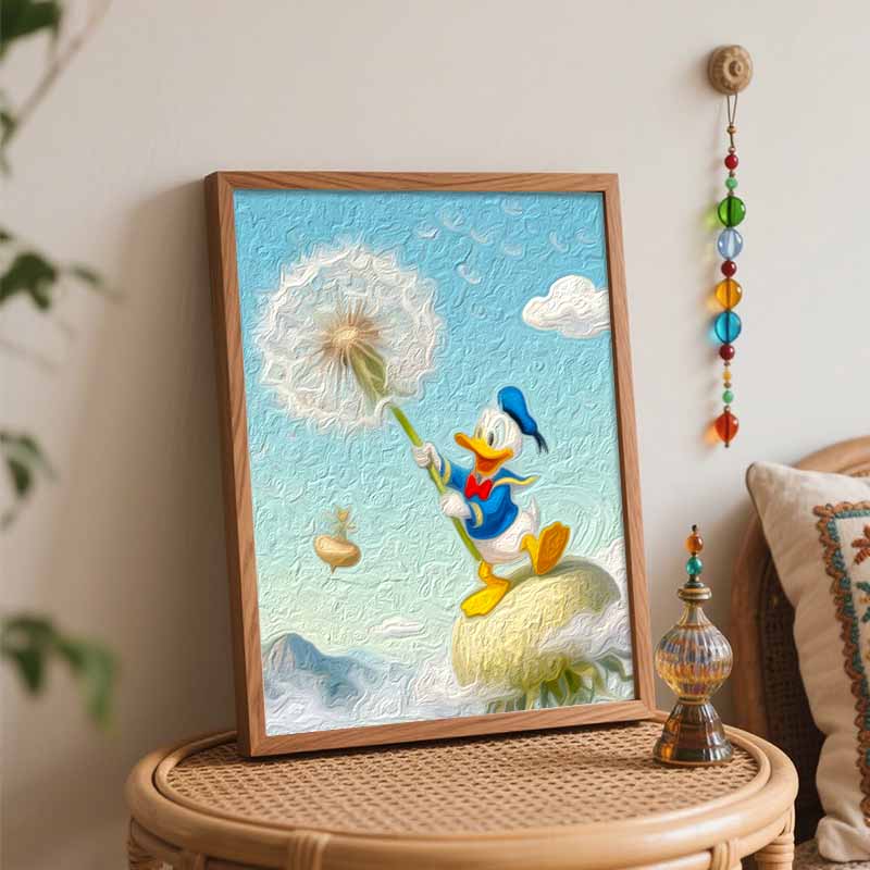 Disney Donald Duck Dandelion Digital Oil Painting Art Kit Handmade Coloring Painting Home Decor