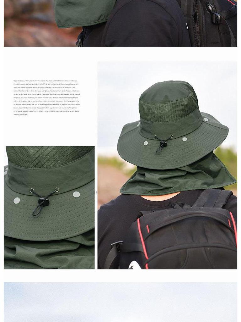 Men's Summer Fishing Bucket Hat with UV Protection and Face Covering for Outdoor Hiking