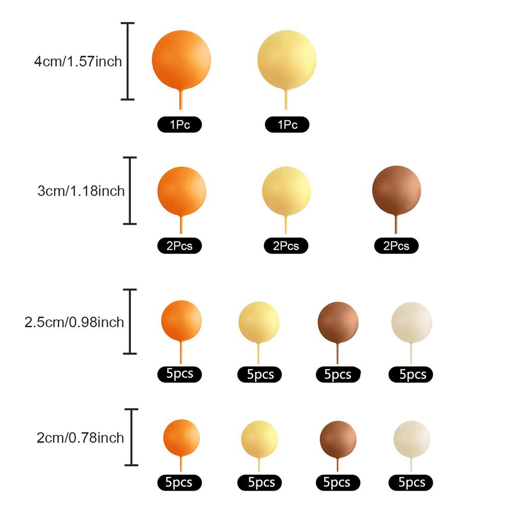 Topo de Bolo de Bola Palitos para Bolo de Bola Coloridos Formato de Bola de Pérola Inserção para Cupcake Topo de Bolo para Lembrancinhas Decoração de Casamento