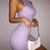 2026 European & American Style Women's Summer Sleeveless Round-Neck Solid Color Slim Fit Hip Wrap Dress