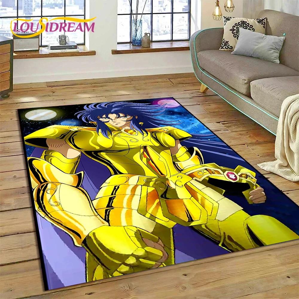 Cartoon Saint Seiya 3D Retro  Anime Rug Carpet for Living Room Bedroom Home Decor,Floor Mat Non-slip for Sofa Doormat Gift Kids