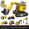 LEGO-Compatible Six-in-One Engineering Vehicle Excavator Model Toy for Kids