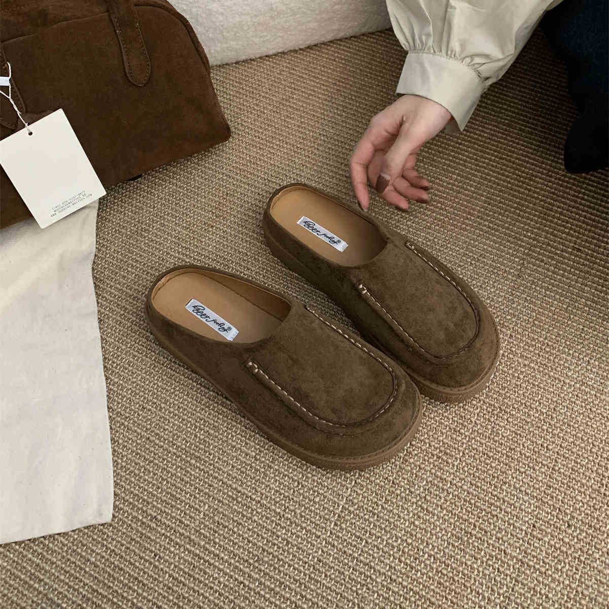 

Fashion Walking Cozy Casual Closed Toe Half Slipper Loafers Female Fashion Slingback Slip On Mule For Women Platform New 2025 Comfort 40 хаки