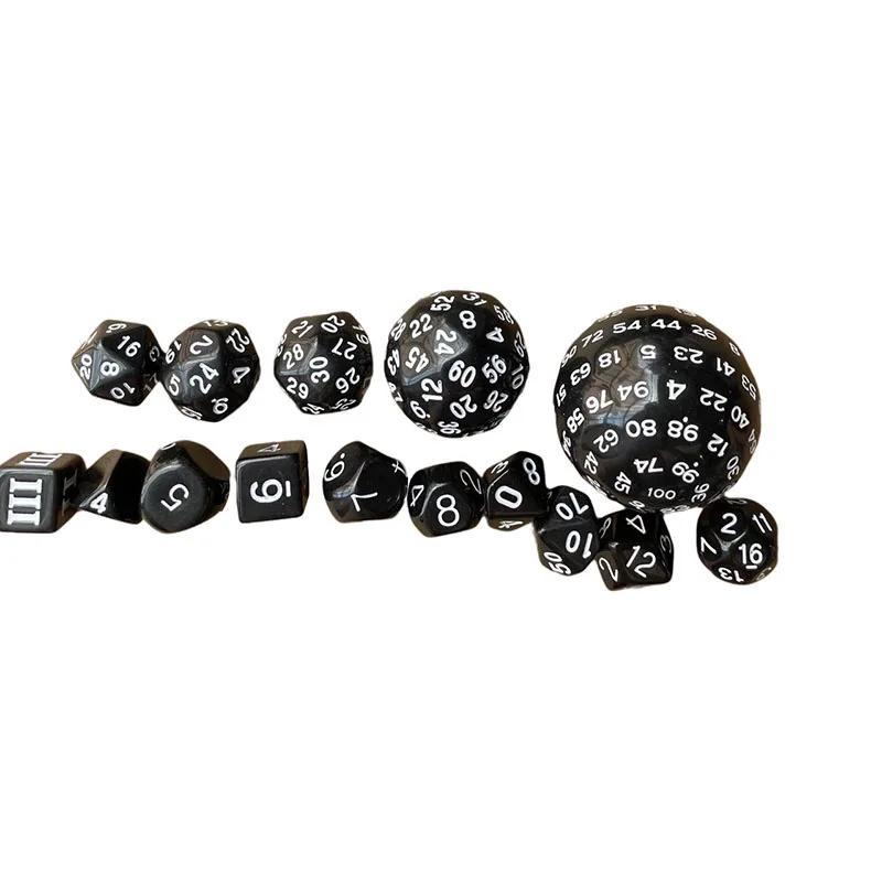 15 Piece Multiple Digit Face Opaque Black Polyhedral Dice Set for RPG D3 D4 D5 D6 D7 D8 D10 D12 D16 D20 D24 D30 D60 D100