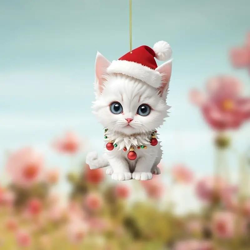 Accessories Acrylic Car Cartoon Cat Pendant Festive Vehicle Decoration Supplies