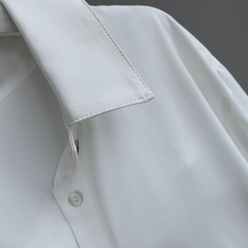 Fashionable Loose Fit French Style Women's Shirt for Spring Solid Blouse