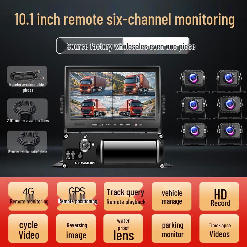High-Definition Night Vision Dash Cam with 5/6/8-Way Monitoring & Reversing for Large Trucks (12-24V)