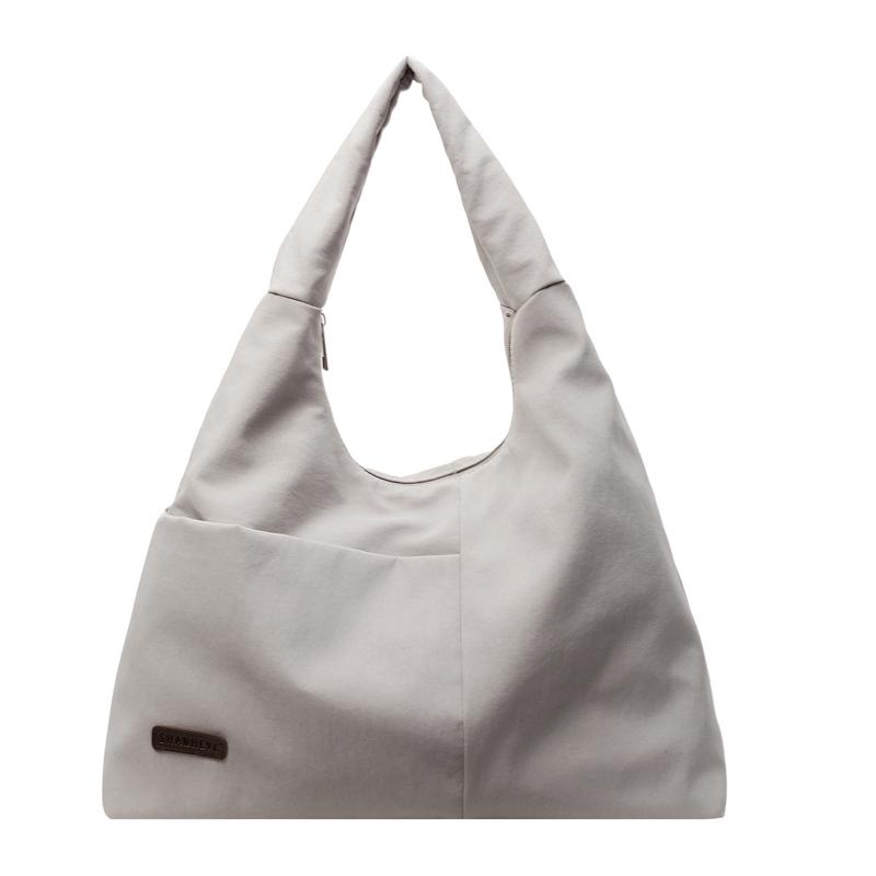 

Large Capacity Underarm Bag Women s Nylon Tote Bag Solid Color Shoulder Bag сірий
