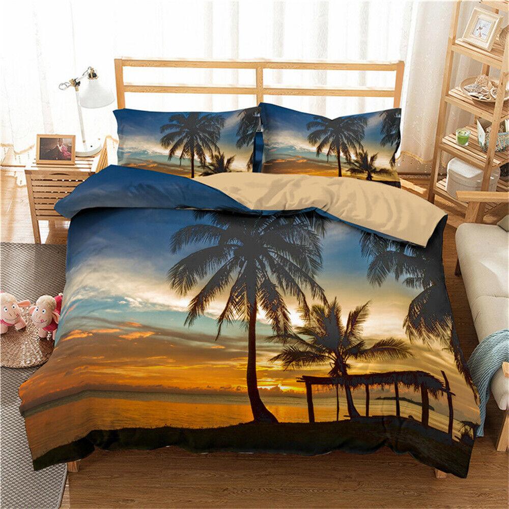 Coconut Tree Doona Duvet Cover Set Single Double Queen King Bedding Quilt Cover