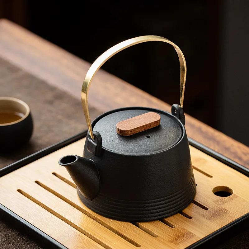 Quality Chinese Tea Set Hand-held Black Ceramic Teapot Teacup Set Kung Fu Tea Set Tea Box Purple Sand Charm Tea Pet Tea Ceremony
