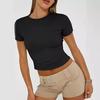 European and American Summer Women's Slimming Milk Silk Pullover T-shirt, Round Neck Fashion Top, High-end Women's Outerwear