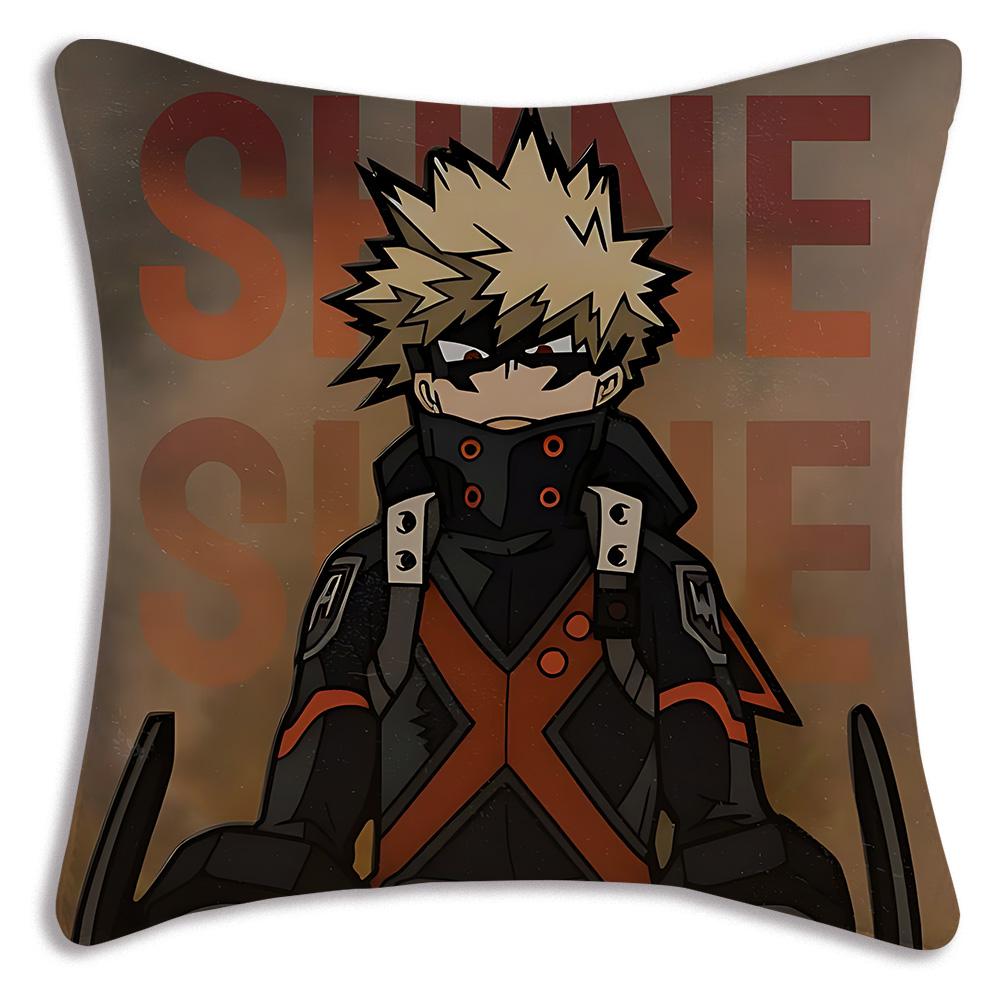 Anime My h-Hero Academias Pillow Covers Cartoon Sofa Decorative Home Double-sided Printing Short Plush Cute Cushion Cover