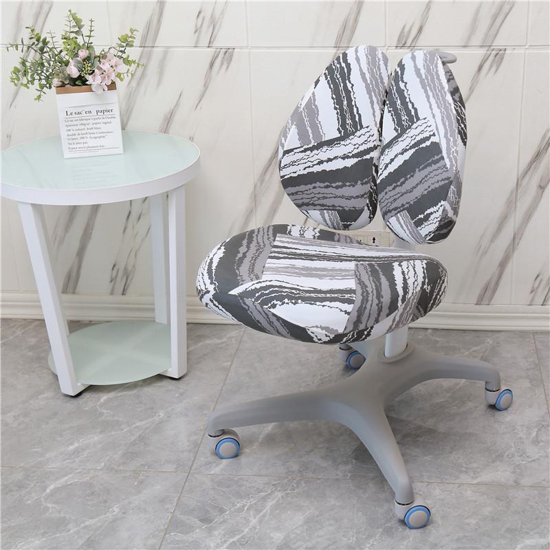 Elastic Double Back Children Study Chair Cover Elastic Student Writing Rotating Lift Chair Protector Cover Seat Backrest Case
