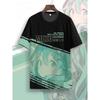 Summer Fashion Cartoon Hatsune Miku Anime Print Trend Cute and Comfortable Casual Round Neck Short Sleeved T-shirt