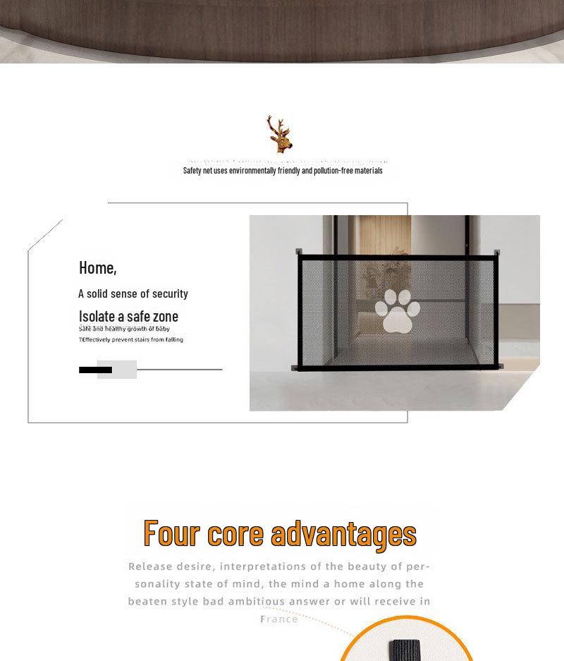 Gard și ușă personalizate pentru câini: Asamblare ușoară, plasă de izolare sigură, bară de protecție de ușă fără găuri pentru animale de companie