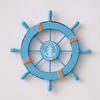 11" Nautical Beach Wooden Ship Wheel Wall Art Coastal Style Boat Steering Wheel Wall Hanging Ornament with Starfish And Hemp Rope for Living Room
