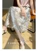 Summer 2025 High Waist A-Line Lace Midi Skirt