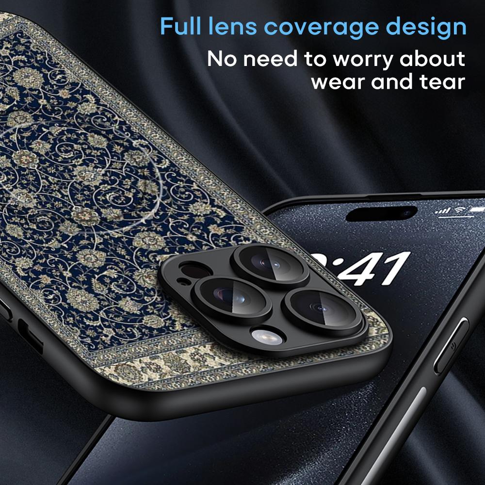 Persian rug floral art design ins Phone Case For iPhone 17 16 15 14 13 12 11 Plus Pro Max High-end Luxury Magsafe Sheepskin