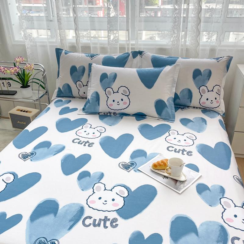Cotton Bed Sheet  Cartoon Panda Animals Printed Double Top King Sheets for Girls Boys Kids Single Queen King Size Bed Linen