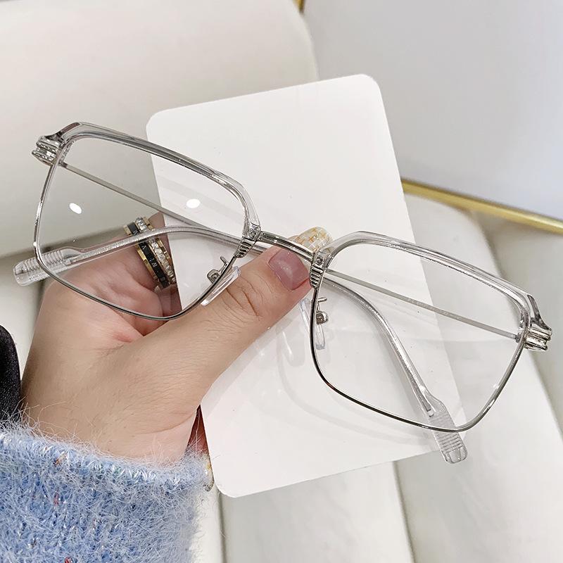 

Персонализированные очки с полуоправой для бровей 01177 Простые очки в ретро-квадратной оправе Модные очки с защитой от синего света transparent anti-blue lenses