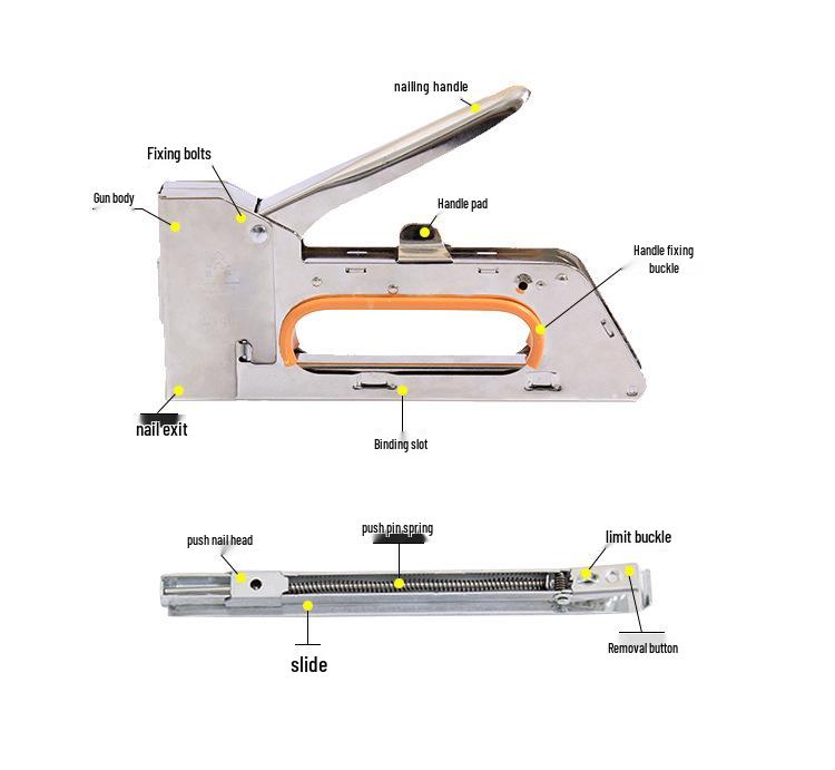 Manual Air Brad Nailer & U-Shaped Nail Stapler for Advertising Canvas & Oil Painting 1008F