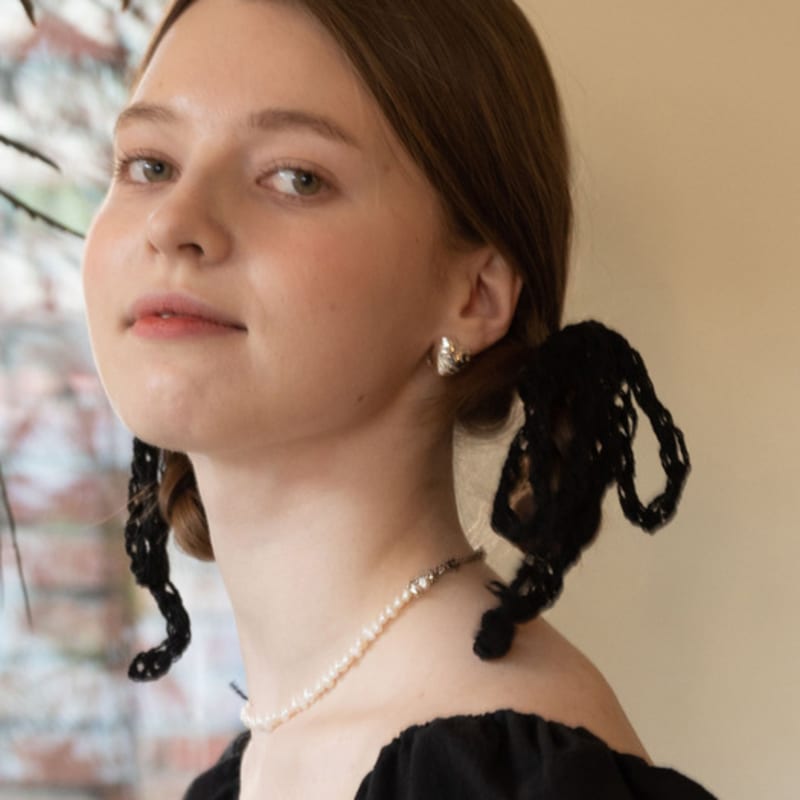 Slowslowly No.171-177 / Lily Thin Scrunchie Hairclip (SET) _ Cream, Black, Pink, Lime, Sky, Blue, Yellow