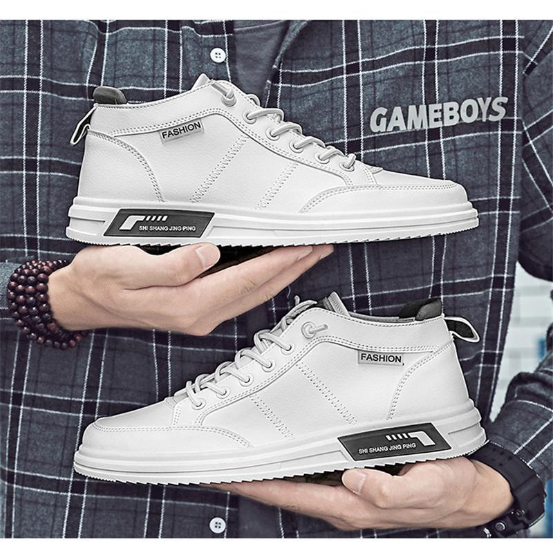 Round Head Leather Comfortable Men's Board Shoes Autumn New Casual Style Sports Shoes Fashion Men