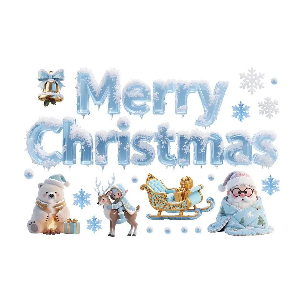 Multicolor 2026 3D Number Stickers Xmas Tree Bell Cartoon Santa Window Stickers DIY Accessories Glass Sticker
