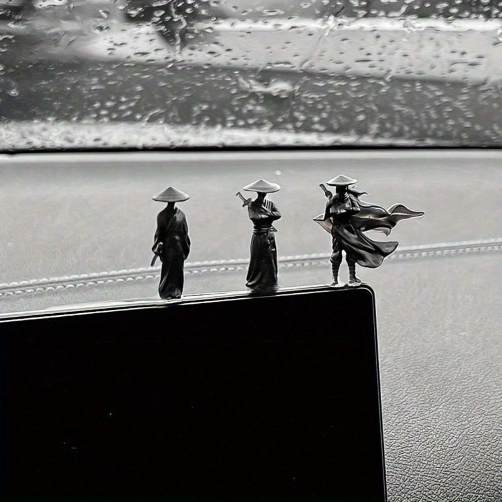 6pcs Martial Arts Character Statues, Plastic Car Dashboard Ornaments, Traditional Martial Arts Warrior Car Interior Decorations