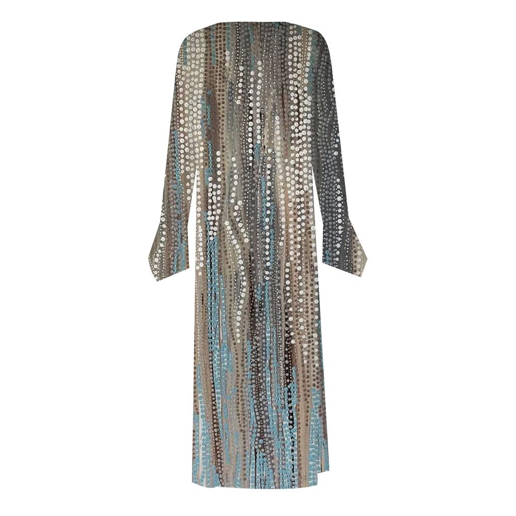 Mote Dame Casual Mote Ensfarget Lomme V-hals Genser Langermet Kjole