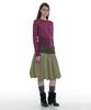 PARTIMENTO WOMEN Sheer Wide Rib Knit Crew Neck_Plum