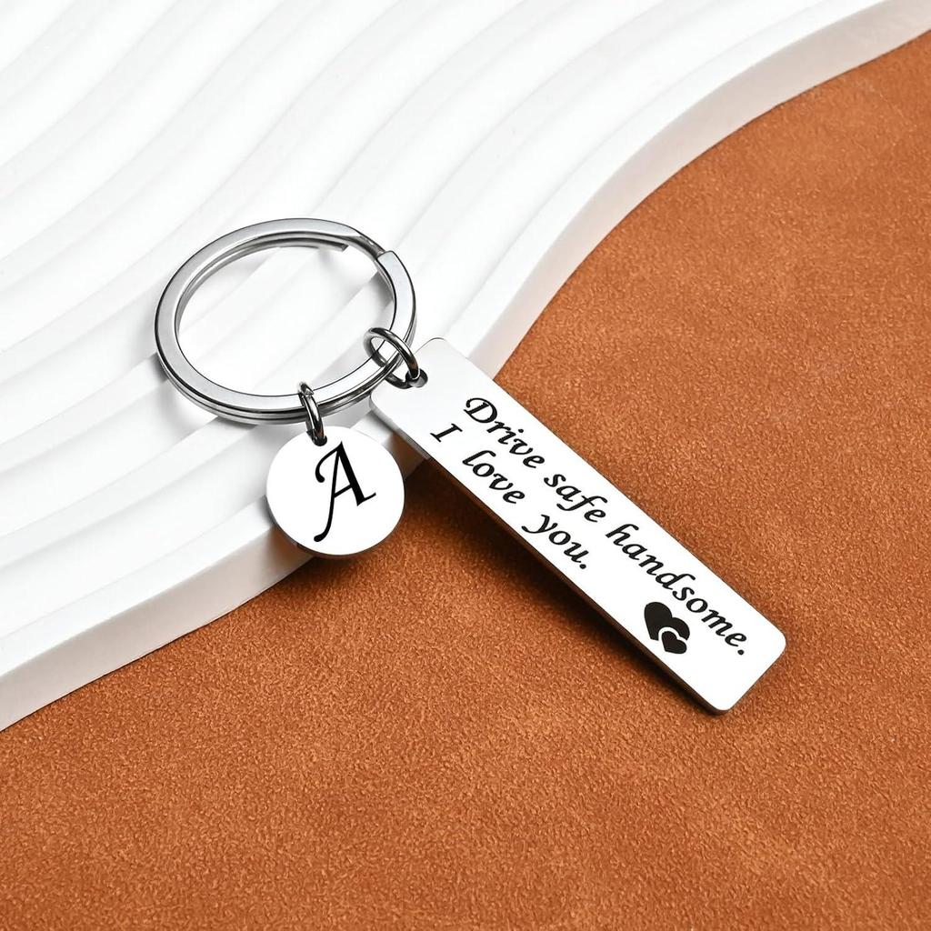 Roestvrij Stalen Drive Safe Sleutelhanger met Gegraveerde Letter Hanger