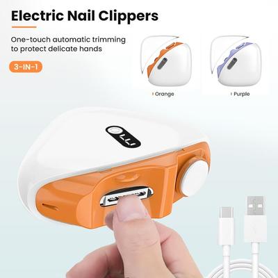 Rechargeable Electric Nail Clippers LED Light Fingernail Care Automatic Nail Trimmer Pedicure Nail Polishing Tool Kids Adults