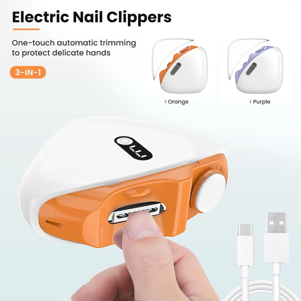 Rechargeable Electric Nail Clippers LED Light Fingernail Care Automatic Nail Trimmer Pedicure Nail Polishing Tool Kids Adults