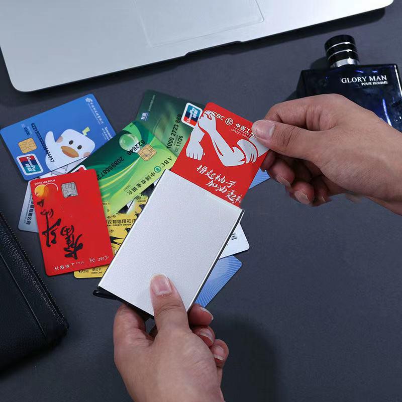 Anti-Theft Id Credit Card Holder Porte Carte Thin Aluminium Metal Wallets