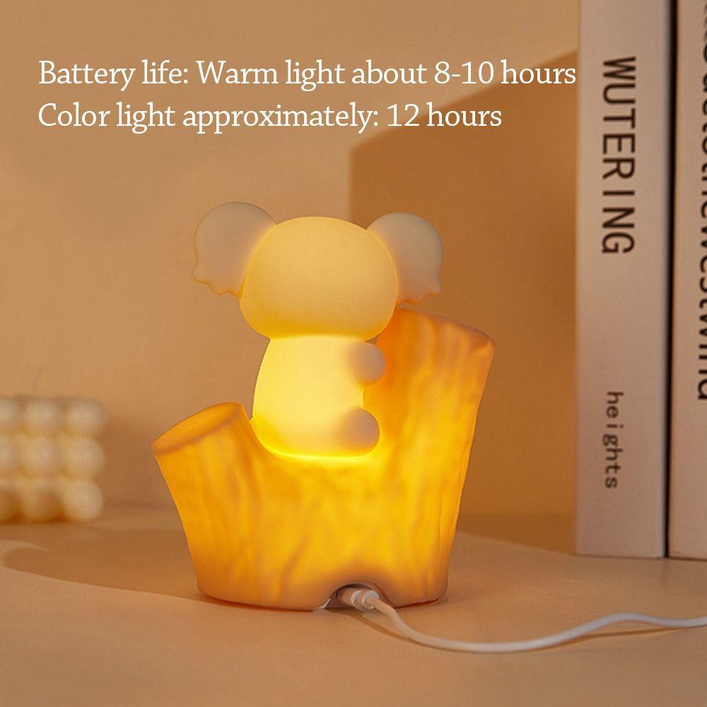 Cute Silicone Koala Tap Light USB Rechargeable Timed Night Light Soft Light Eye Protection LED Light Seven-color Gradient