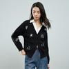 Chuyu V-Neck Knitted Cardigan with Cartoon Embroidery