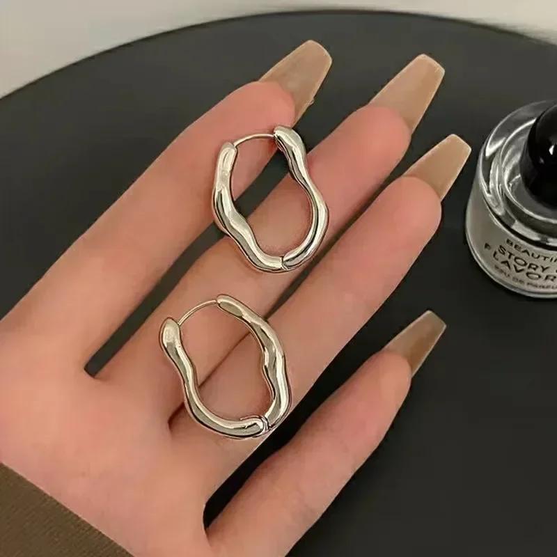 Trend Metal Geometry Hoop Earring Fashion New Design Irregular Minimalist Gold Color Earrings for Women Fashion Jewelry Gift