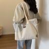 Solid Color Tote Bag Women's Large Capacity Shoulder Bag Student Classes Book Bag