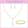 Elegant Silver Alloy Bridal Necklace Earrings Bracelet Set With Geometric Design For Wedding Party