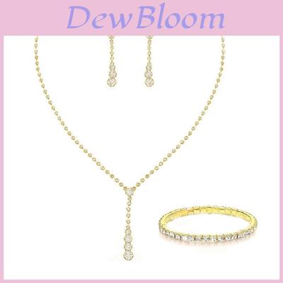 Elegant Silver Alloy Bridal Necklace Earrings Bracelet Set With Geometric Design For Wedding Party